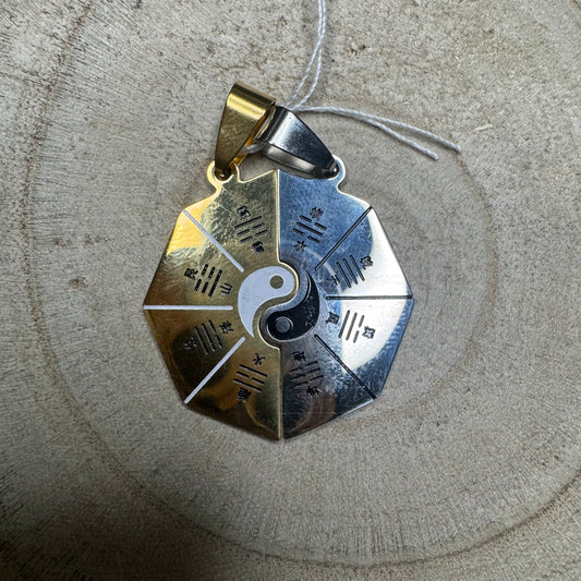 Pendente Duplo Yin-Yong Prateado e Dourado