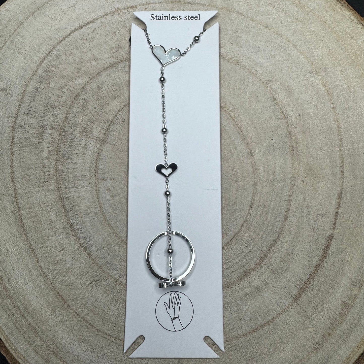 Pulseira de Dedo Brilhantes Coração