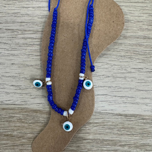 Pulseira de Pe, Olho Mau Olhado, Azul