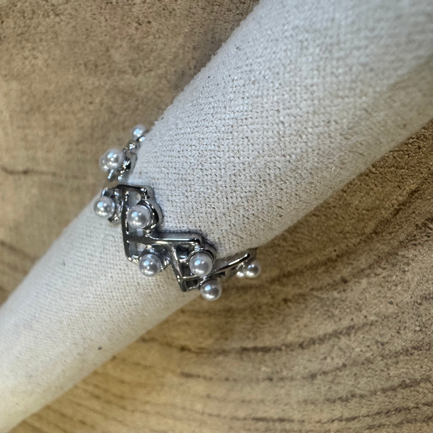 Anel Grinalda Pérolas Prateado