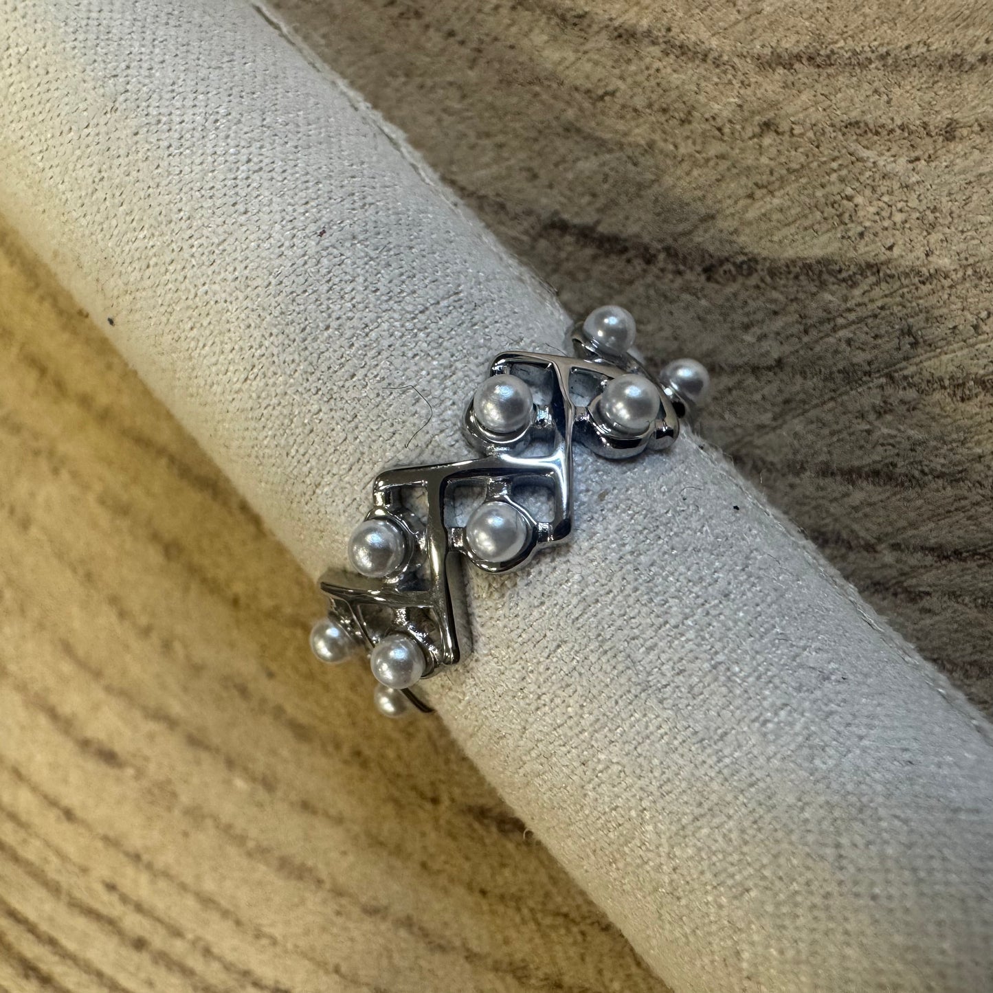 Anel Grinalda Pérolas Prateado