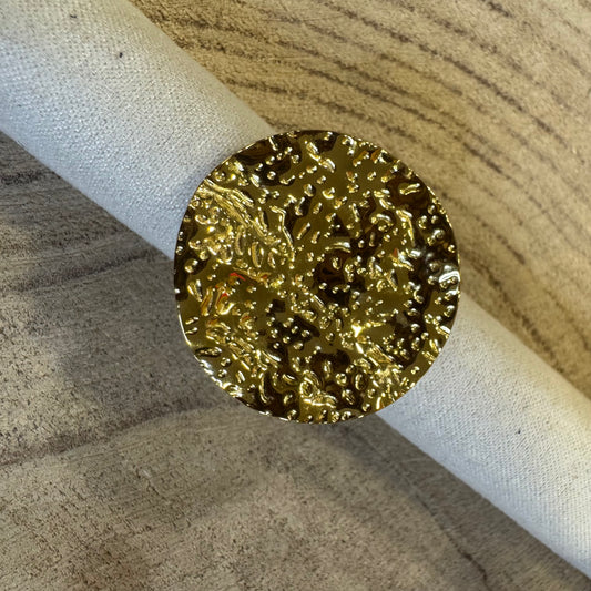 Anel Chapa Redonda Martelada Torta Dourado