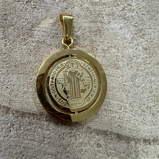 Medalha São Bento Rotativa Dourada