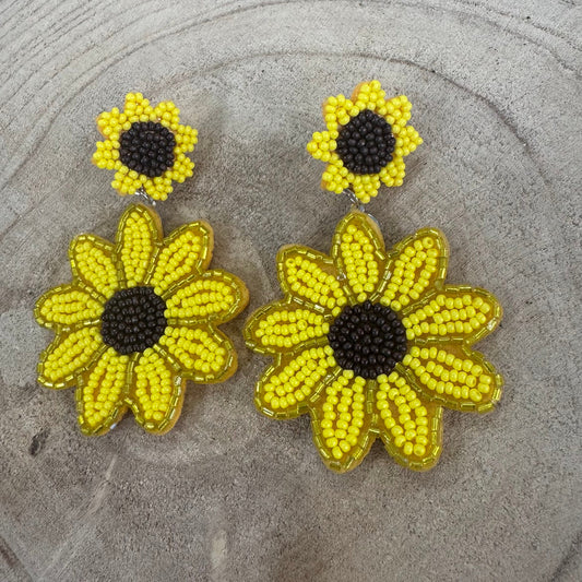Brincos de Missangas, Flor Girassol