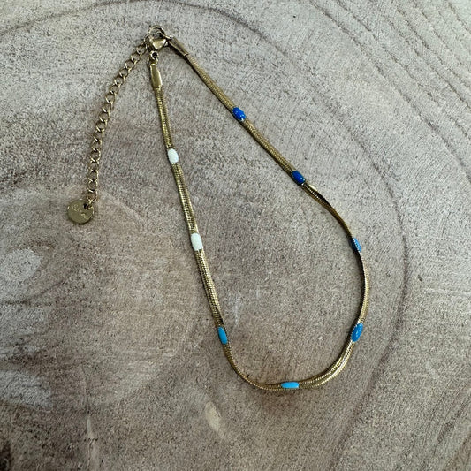 Pulseira de Pé Dourada Simples com Cores (VARIEDADES) Rosa