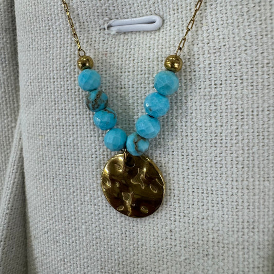Fio Chapa com Pedras Turquesas (VARIEDADES) Dourado