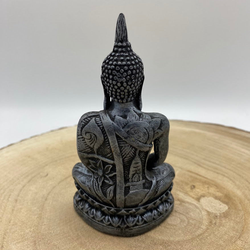 Buda, Sentado - Madeira, Prata, e Dourada (12.5cm) Imita Madeira
