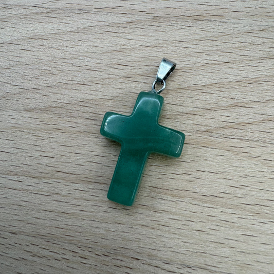 CRUZ PEDRA ÁGATA VERDE