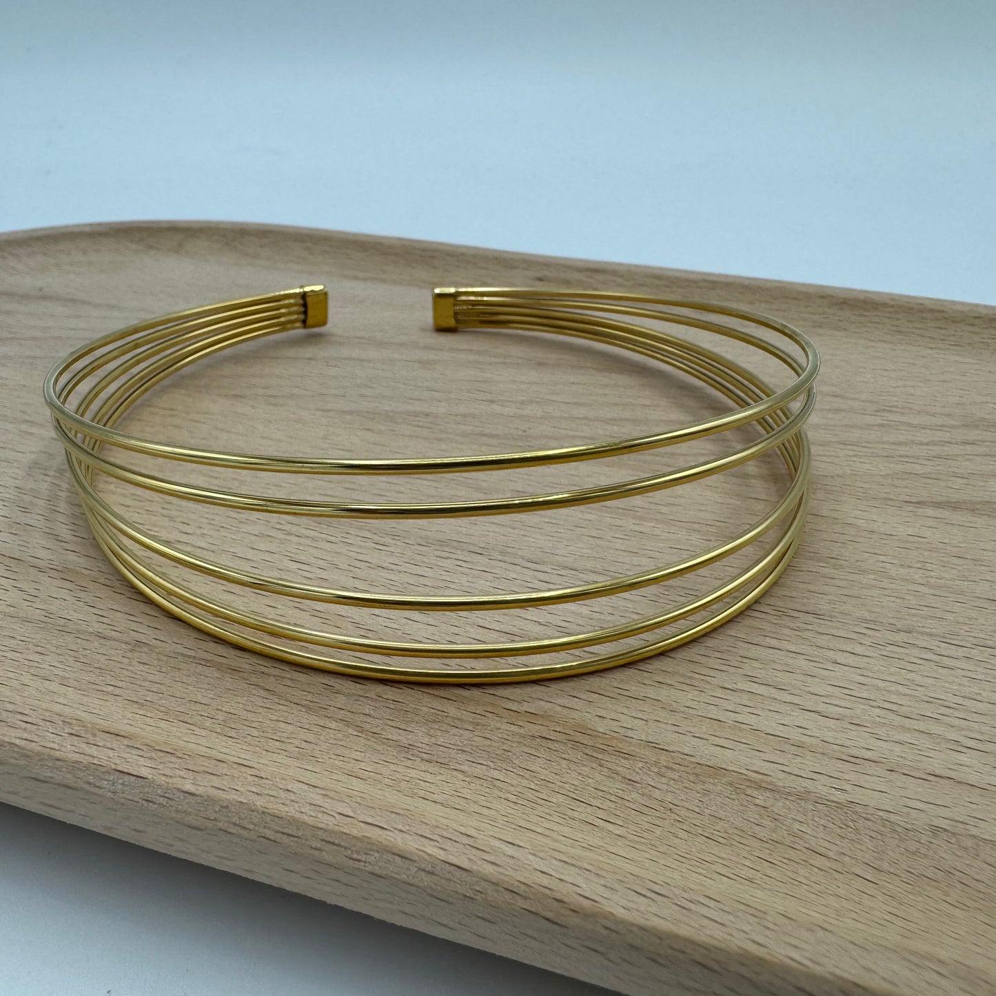 Bracelete Dourada 5 Fiadas Aço Inox