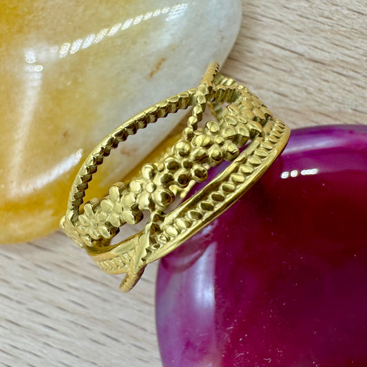 Anel Argolas Texturas Dourado