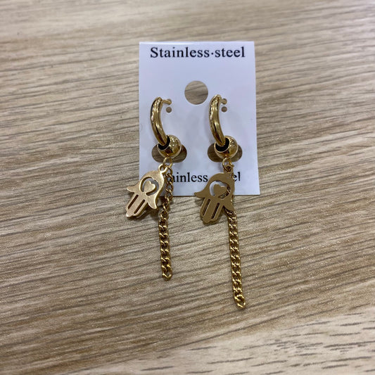 Brincos , Mão Hamsa, Coração VARIEDADES (Prata e Dourado) Dourado