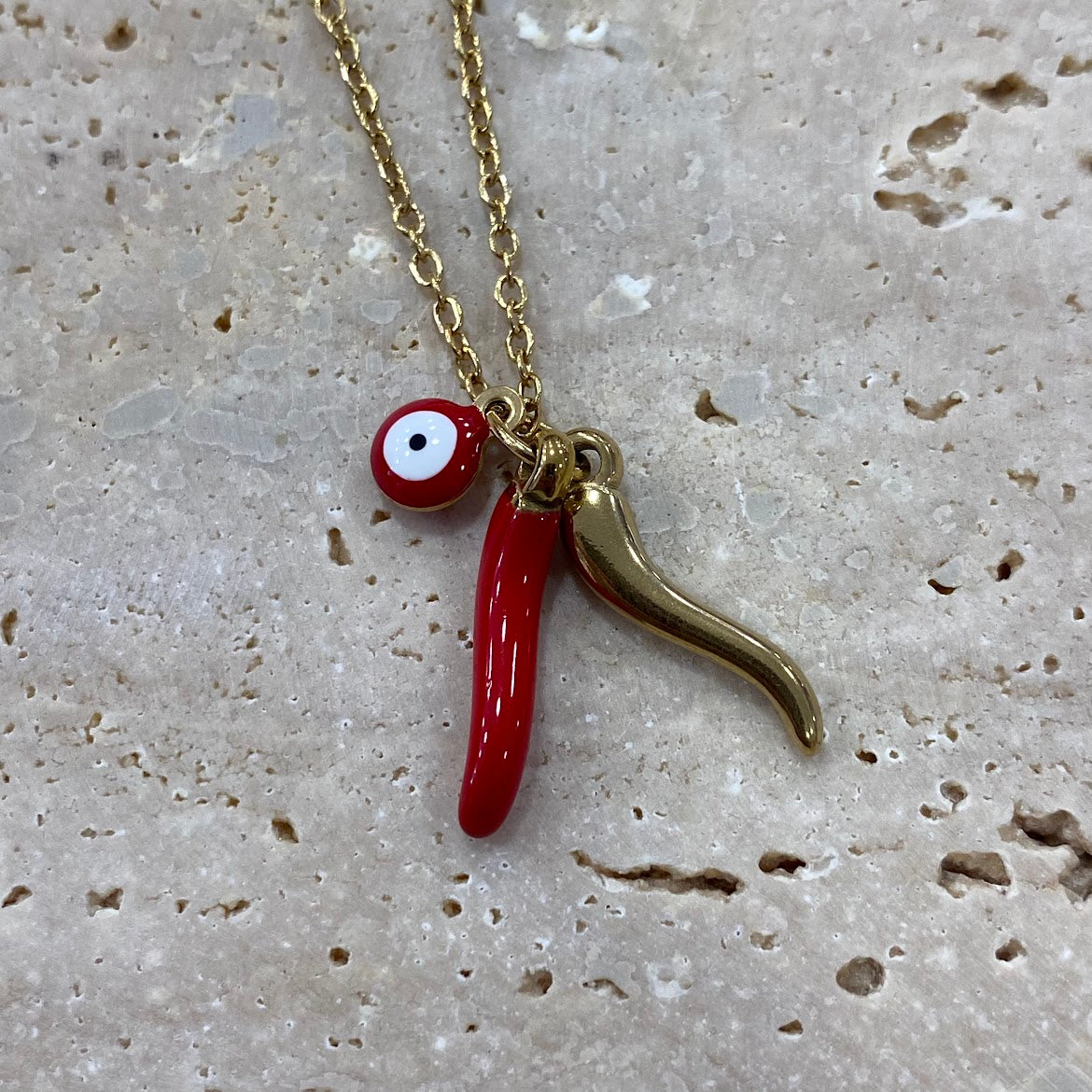 Fio Prateado, Pimento Picante com Olho Turco Vermelho, Dourado