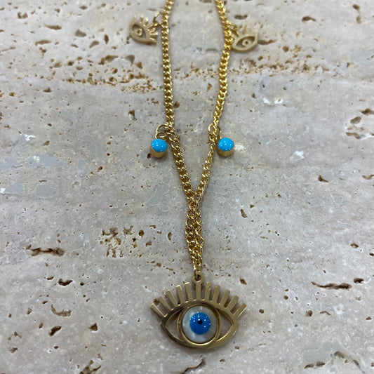 Pulseira de Pé Olho Dourada