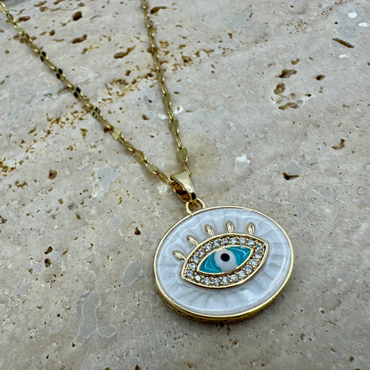 Fio Evil Eye Turquesa Chapa Dourado