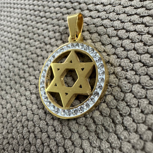 Pendente Estrela de David Brilhantes Dourado