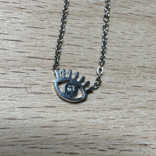 Fio com Olho com Brilhante Mini Prateado