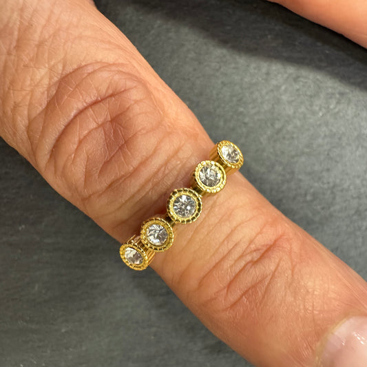 Anel Simples Fiada Brilhantes Dourado