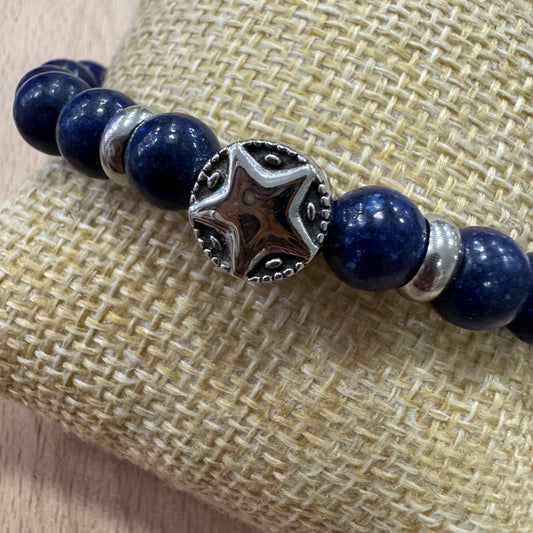Pulseira Homem Lápis Lazuli com Pingente Estrela