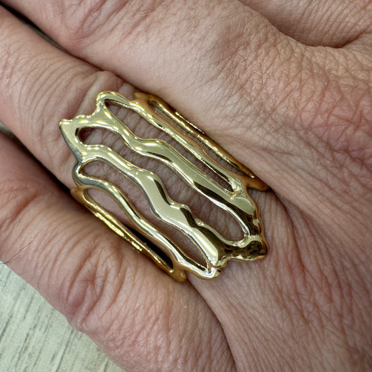 Anel Lava Congelada Dourado