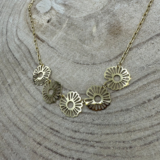 Fio 5 Flores Recortadas Dourado