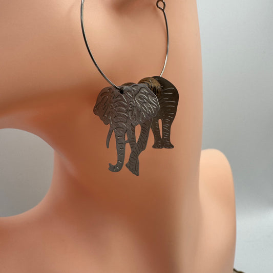 Brincos Elefante Camadas Prateado