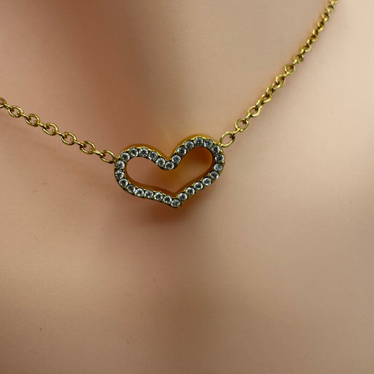 Fio Coração Pequeno com Brilhantes Dourado