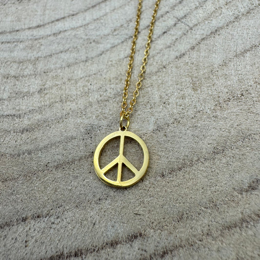 Fio Medalha Paz Recortada Dourado
