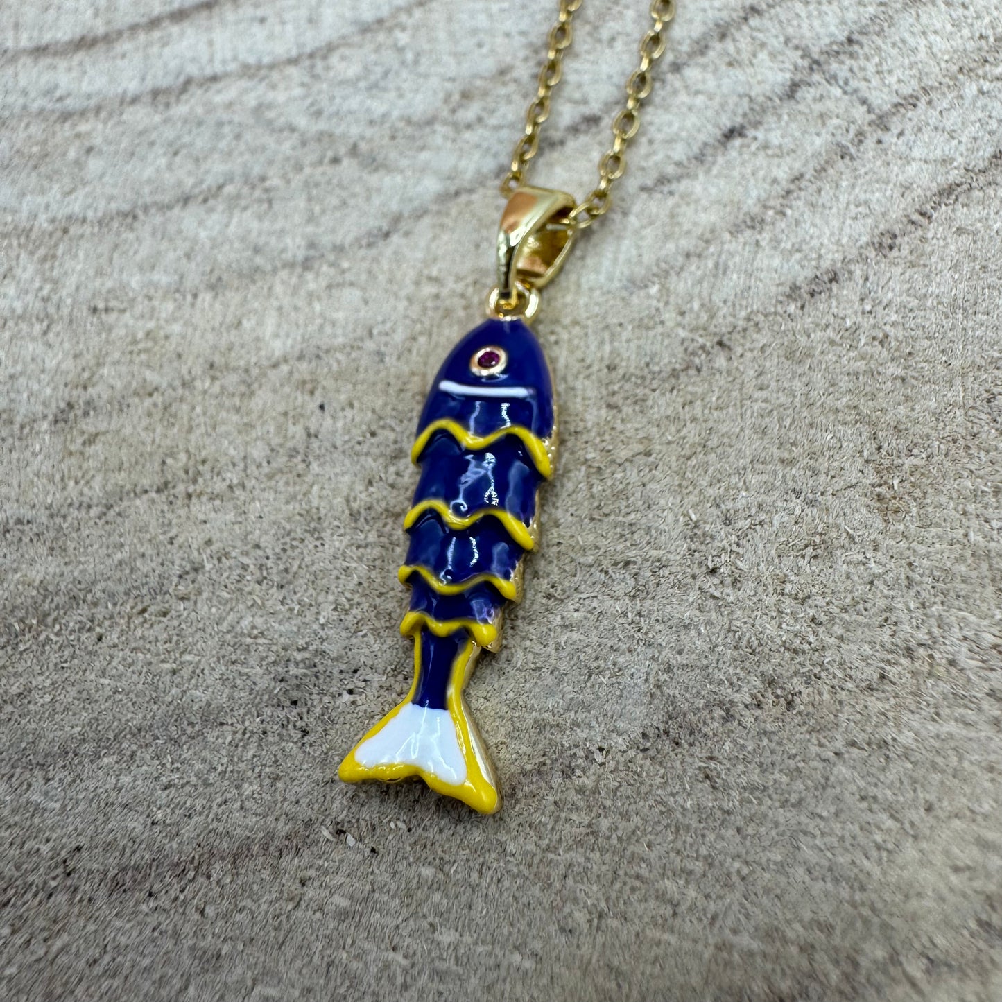 Fio Peixe Pequeno Azul Escuro Dourado