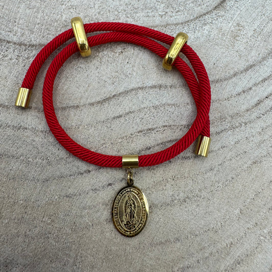 Pulseira Corda Vermelha Nossa Senhora de Guadalupe Dourada