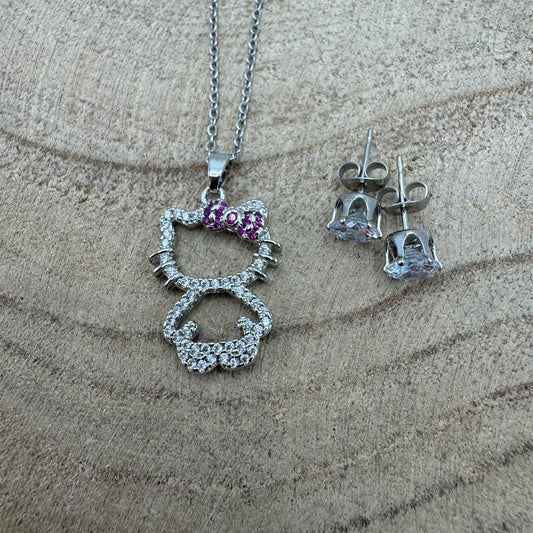 Fio Hello Kitty Brilhantes Prateado (Oferta Brincos)