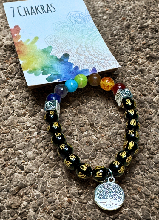 Pulseira 7 Chakras Pedra Árvore Da Vida