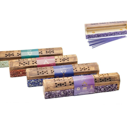 Incensario Elementos 10 Sticks com Pedras VARIEDADES Fogo - Rosa
