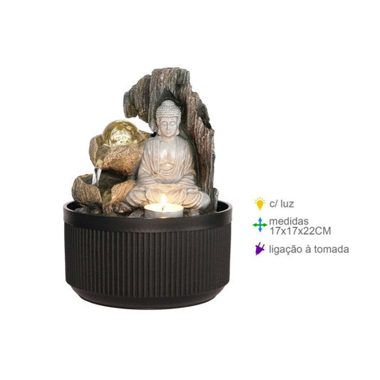 Fonte Resina Natureza Luz (17x17x22cm) Buda