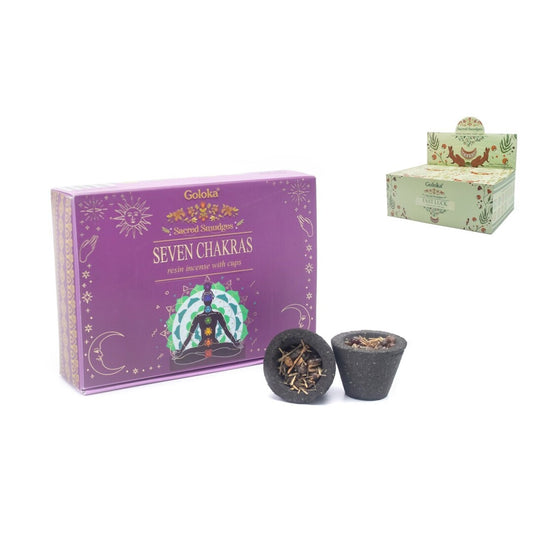 Copos Carvão/Resina Goloka 7 Chakras (6 pcs)