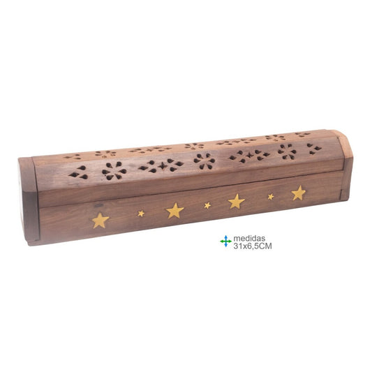 Porta Incensos Estojo Natural (31cm) 7768, Estrelas