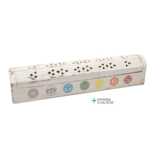 Porta Incenso Estojo 7 Chakras BRANCO (31cm)