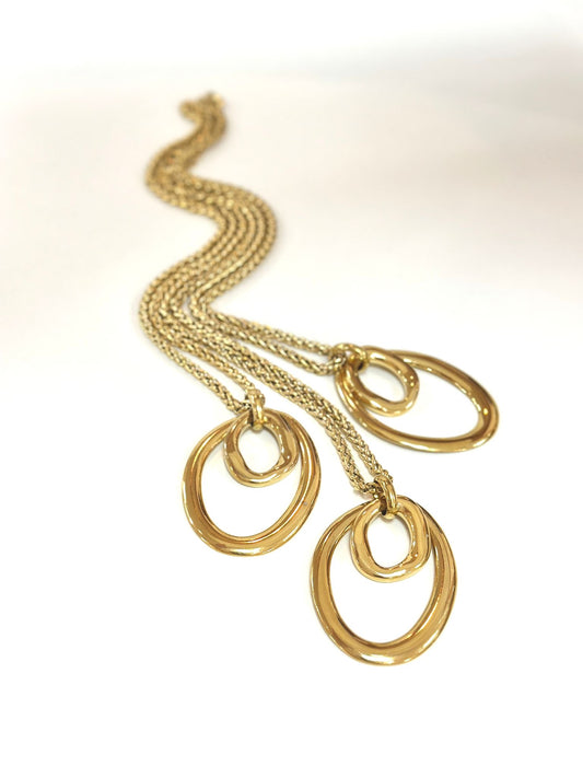 Colar Dourado Grosso Com 2 Argolas Tortas