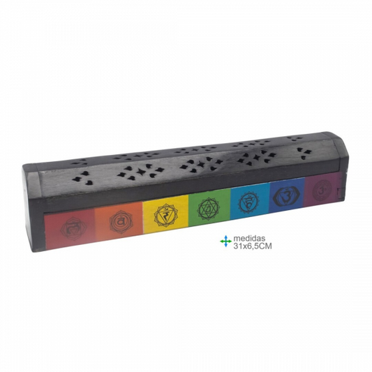 Porta Incensos Estojo 7 Chakras Preto (31cm)
