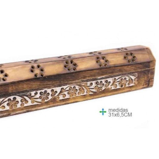 Porta Incensos Estojo Flores Branco (31cm)