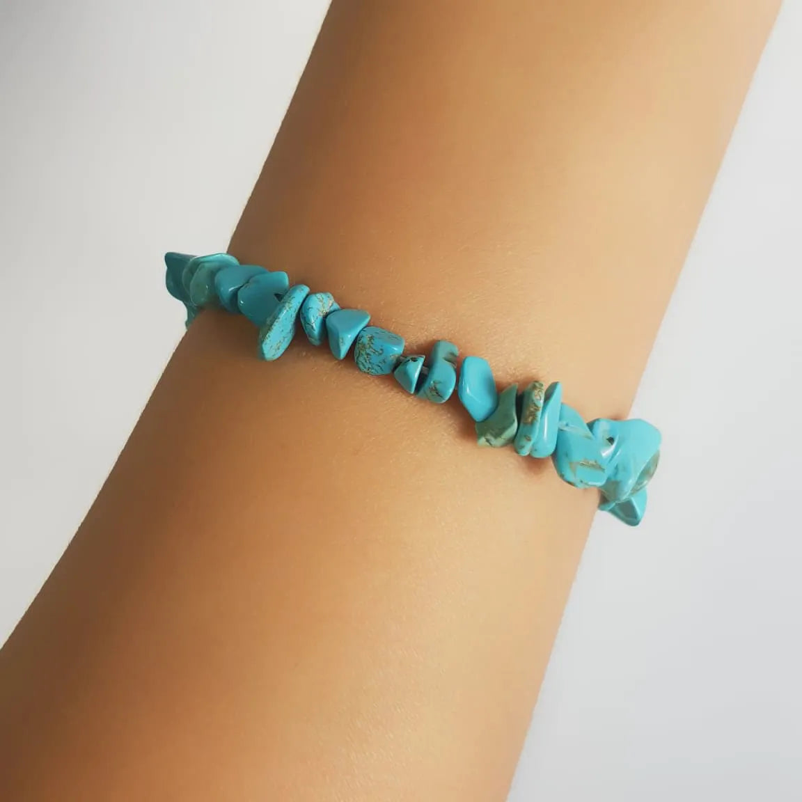 Pulseira Cascalho Howlita Turquesa